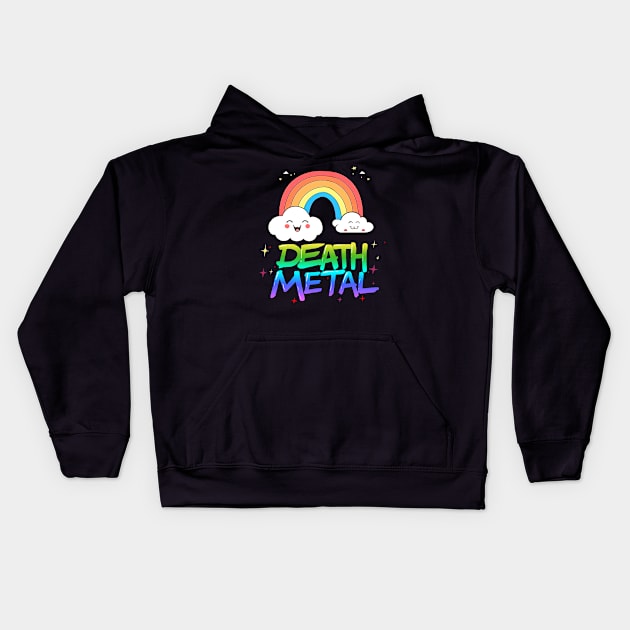 DEATH METAL RAINBOW Kids Hoodie by AMOS_STUDIO